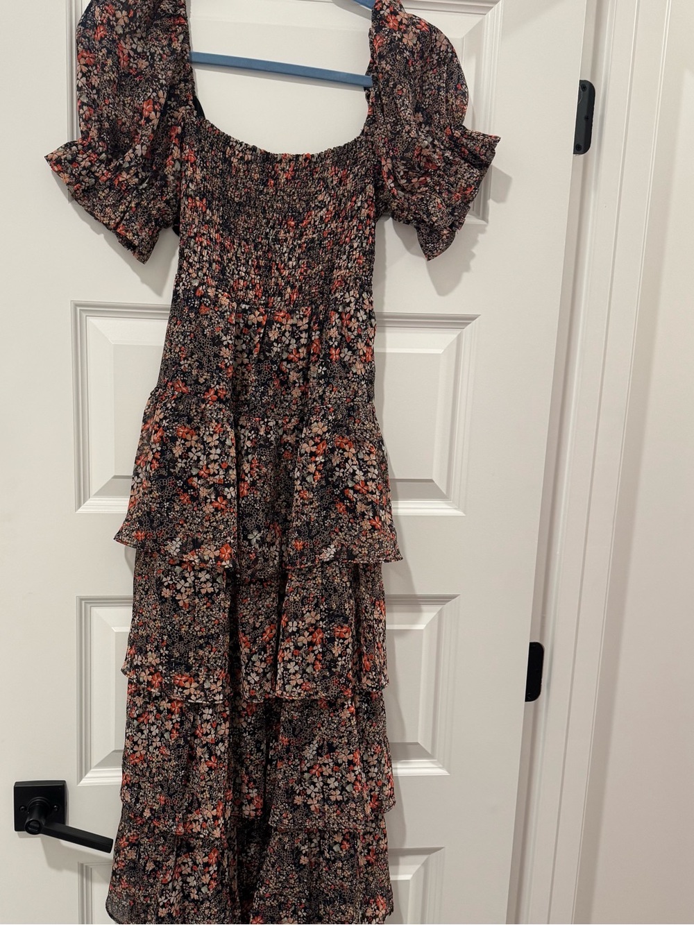 Buddy Love Black Floral Maxi Dress with Orange & Cream Details